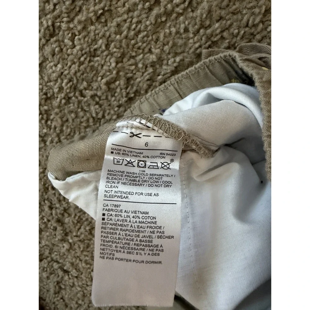 Janie and Jack Boys Linen Blend Khaki Pants Palm Trees Size 6 Slim Fit New W Tag